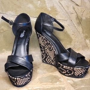X front lace overlay wedge by Charlotte Russe